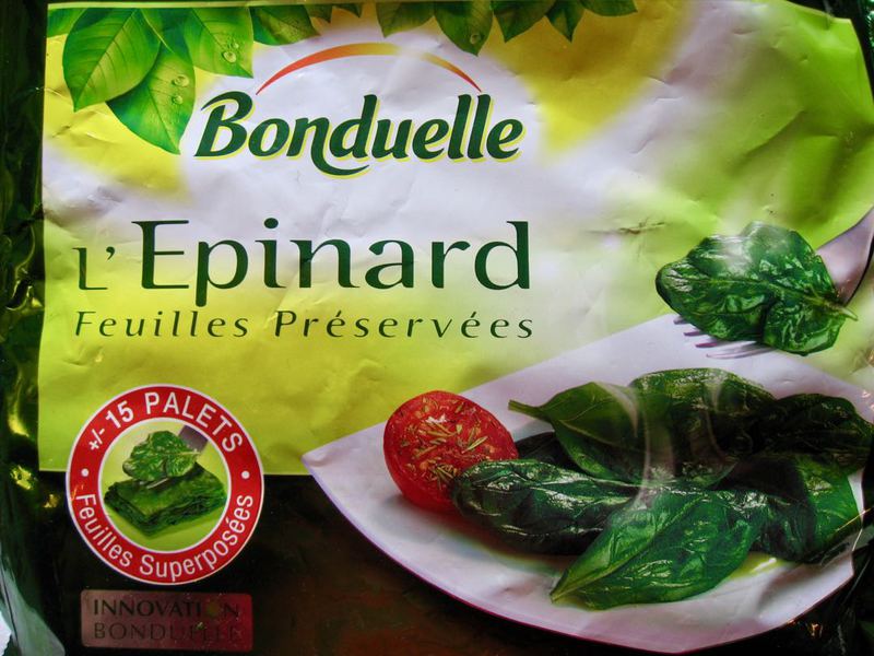 Epinards en branches, France surgelés Picard